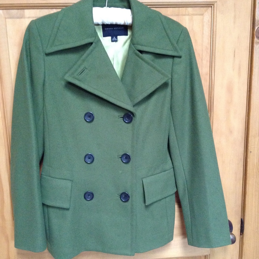 Kelly Green Banana Republic Pea Coat